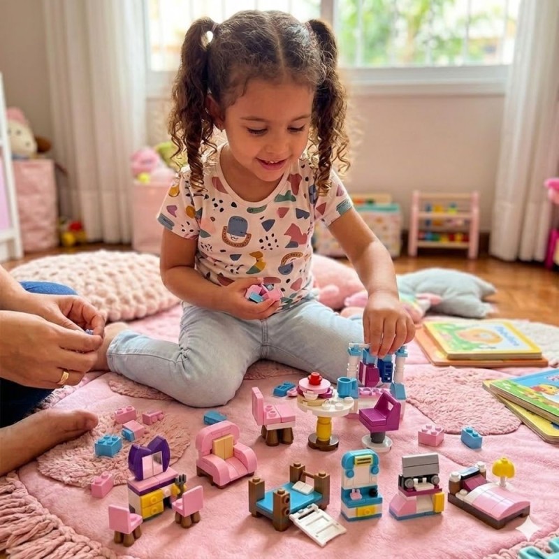 Brinquedo Blocos De Montar Casinha Colecionáveis