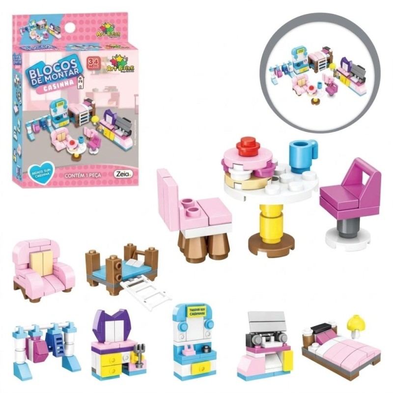 Brinquedo Blocos De Montar Casinha Colecionáveis