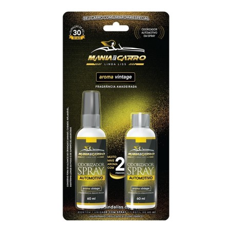 Odorizador Automotivo Em Spray 60 ml Fragrância Vintage Com Refil
