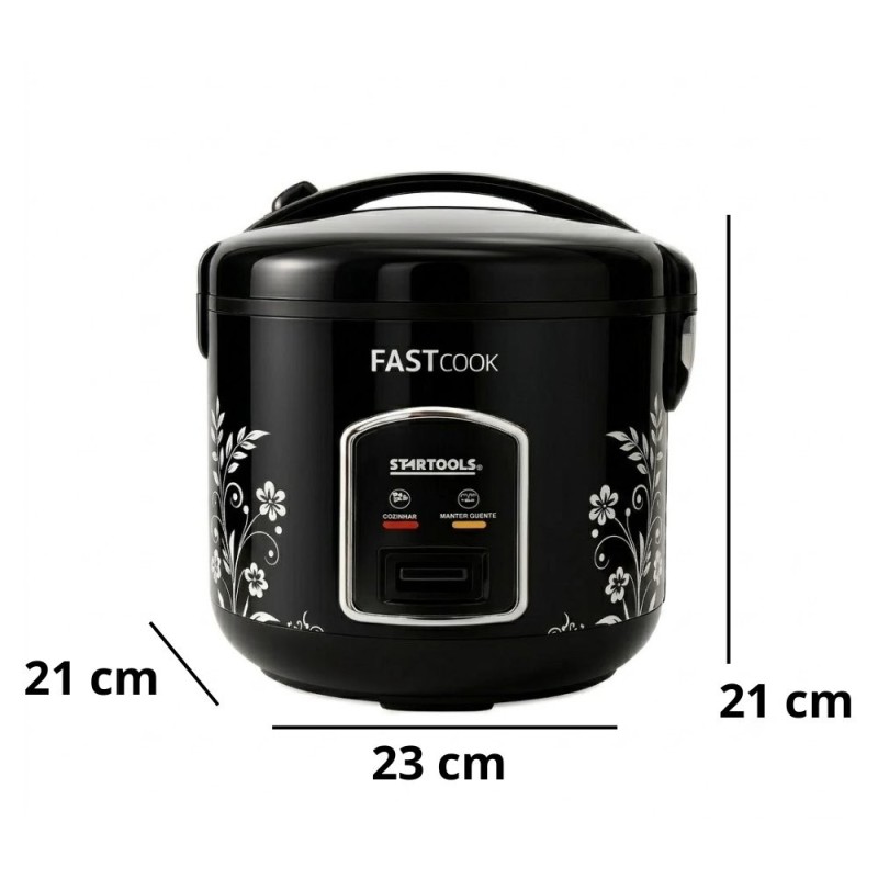 Panela De Arroz Elétrica 5 Copos 127V Preta Com Acessórios