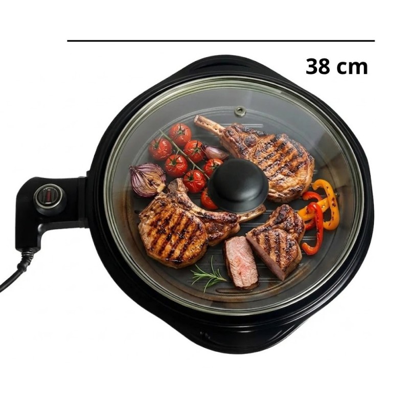 Grill Elétrico Gourmet Redondo Sem Fumaça 127 V Com Termostato
