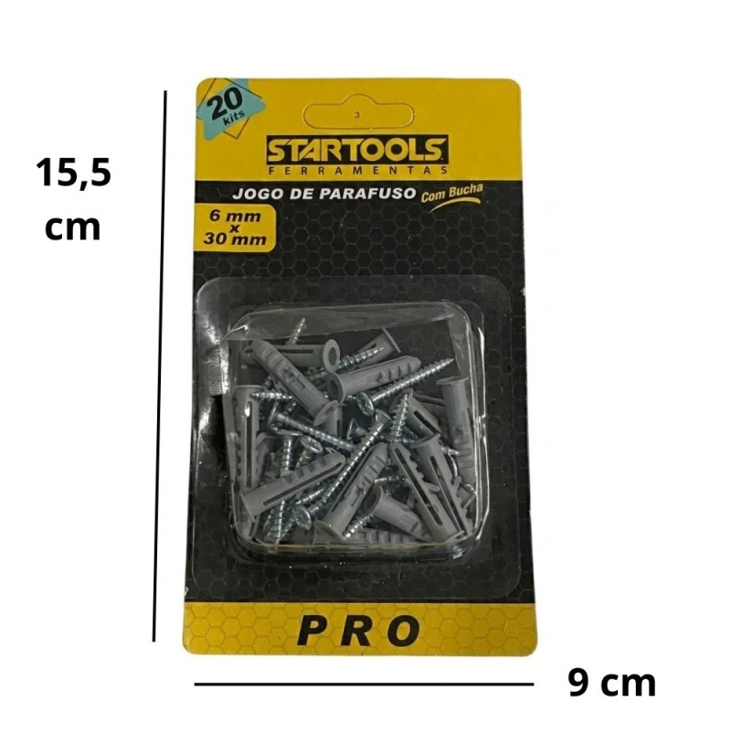 Kit 40 Peças Parafusos E Buchas 6x30 mm Resistente