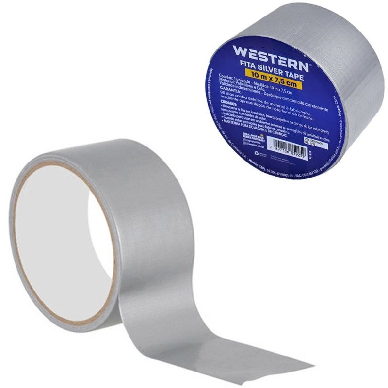 Fita Adesiva Prata Silver Tape Multiuso Resistênte 75mm 10 Metros